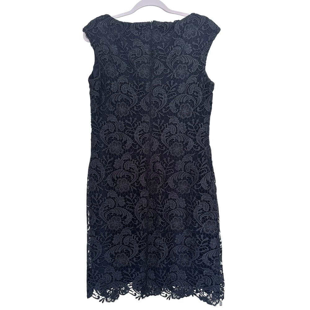 Lauren Ralph Lauren Navy Lace Cocktail Dress Size 10 Cap Sleeve Scalloped Hem - Picture 15 of 15